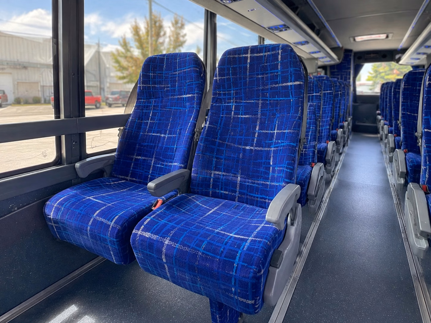 rochester charter bus rental interior
